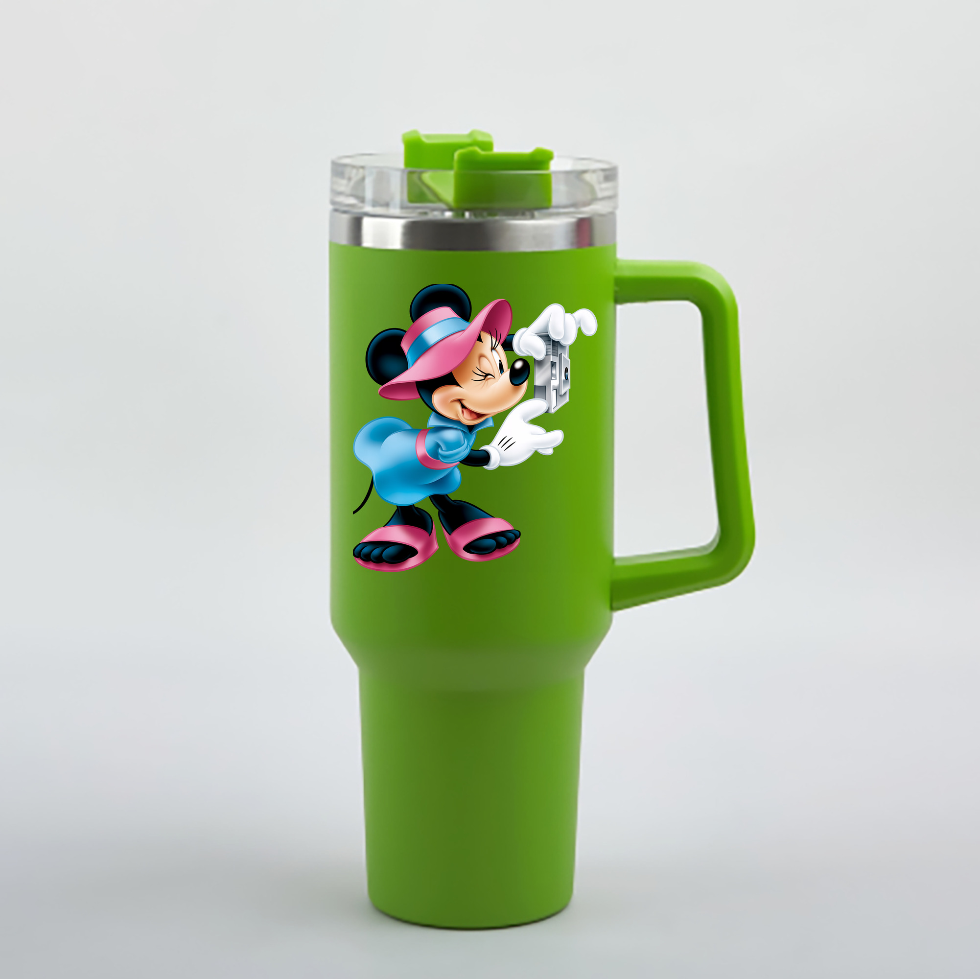 （画像用） ミッキーマウス Mickey Mouse 1200mL車用タンブラー - クリスタルステッカー（プラスチックストロー付き）